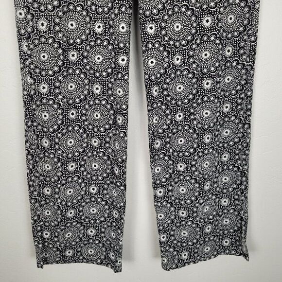 Talbots Cotton Pants Straight Leg Lightweight Pull On Print Black White Size S - Picture 3 of 12